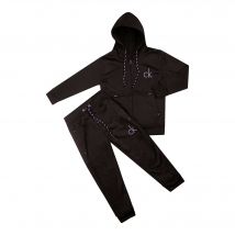 Men’s Fleece Tracksuit, Zipper Hoodie and Trouser, Black, CK