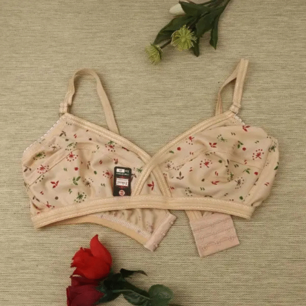 Pack of 4 Soft Cotton jercy Printed Bras for Women, Multi-Color, 03 Hooks - Image 2