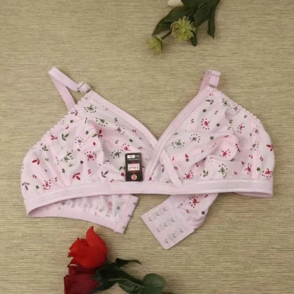 Pack of 4 Soft Cotton jercy Printed Bras for Women, Multi-Color, 03 Hooks - Image 3